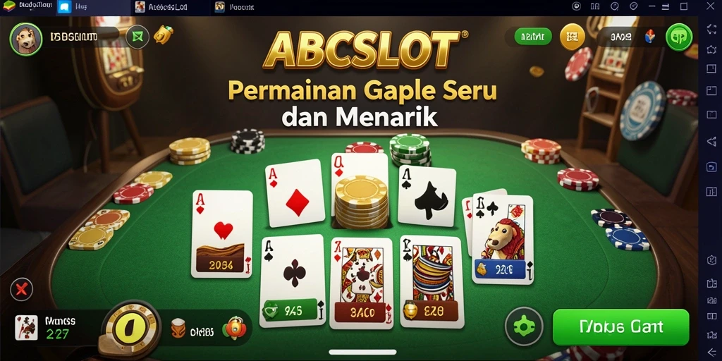 Gambaran mendetail gameplay Gaple yang menyenangkan dan interaktif.