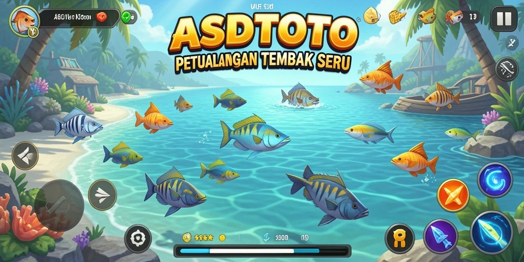 Screenshot gameplay ASDTOTO dengan aksi menembak ikan.