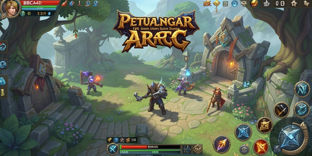 Tangkapan layar gameplay BBCA4D yang menampilkan pertarungan epik di dunia fantasi.