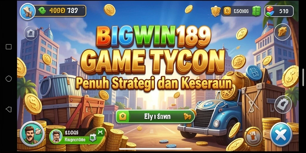 Tampilan gameplay BIGWIN189 dengan grafis menawan dan strategi bisnis yang dalam.