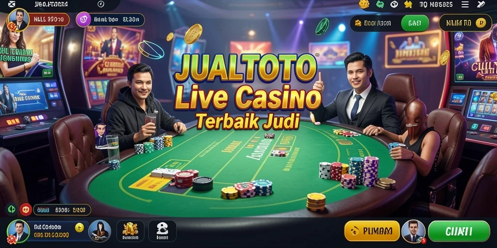 Screenshot dari gameplay JUALTOTO yang menampilkan dealer live dalam aksi.