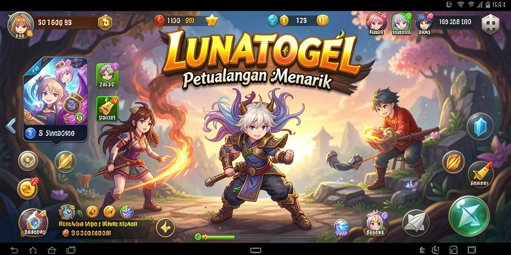 Tampilan gameplay LUNATOGEL dengan karakter anime yang menarik.