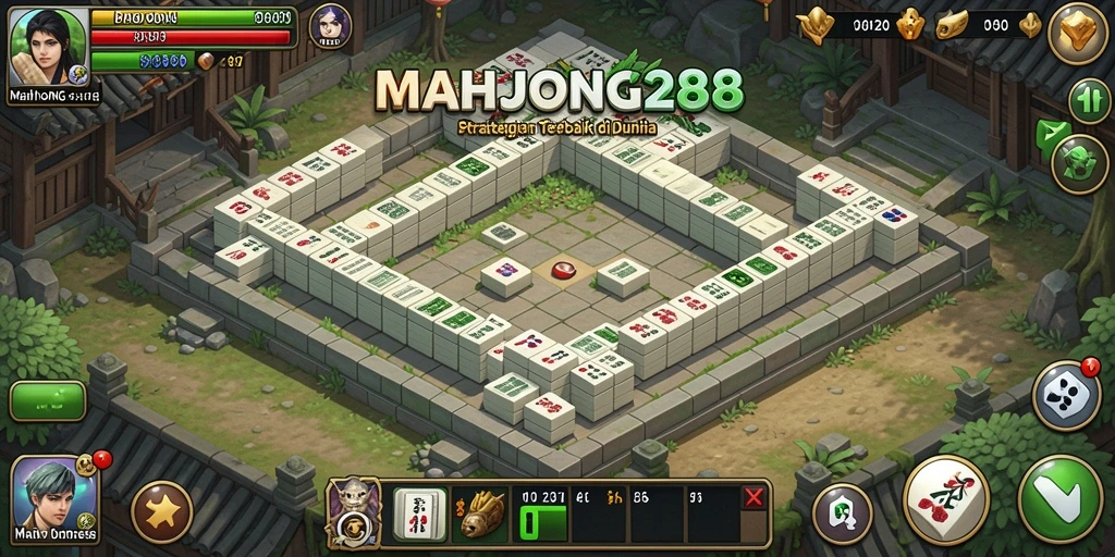 Screenshot gameplay MAHJONG288 menampilkan pertahanan strategis yang menarik di Tower Defense.