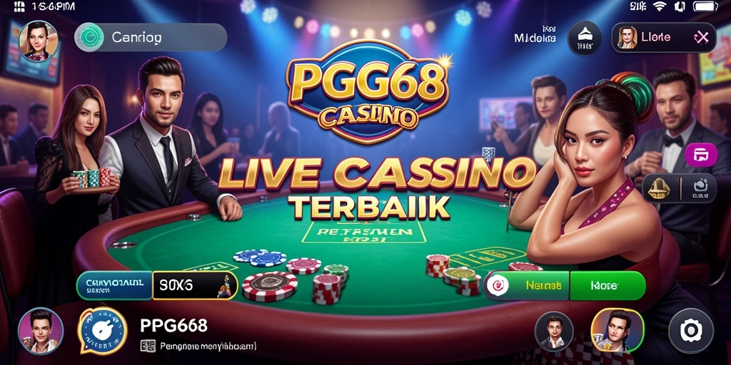 Screenshot gameplay Live Casino PGG68 menampilkan dealer profesional dan interaksi pemain.