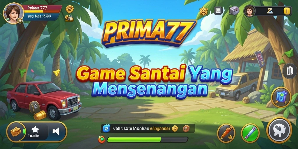 Tampilan gameplay PRIMA77 yang ceria dan penuh warna.