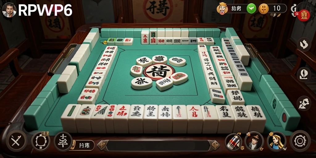 Gameplay RPVIP6 menampilkan tindakan menyusun ubin Mahjong.