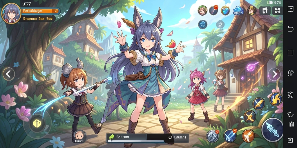 Tangkapan layar utama dari UT77 yang menunjukkan aksi mendebarkan dalam game Anime.